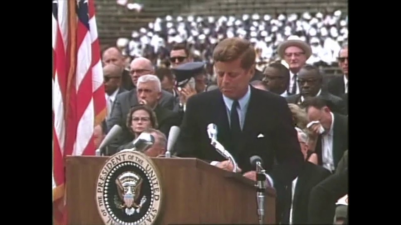 JFK delivering the We Choose to Go to the Moon speech at Rice University, 1962